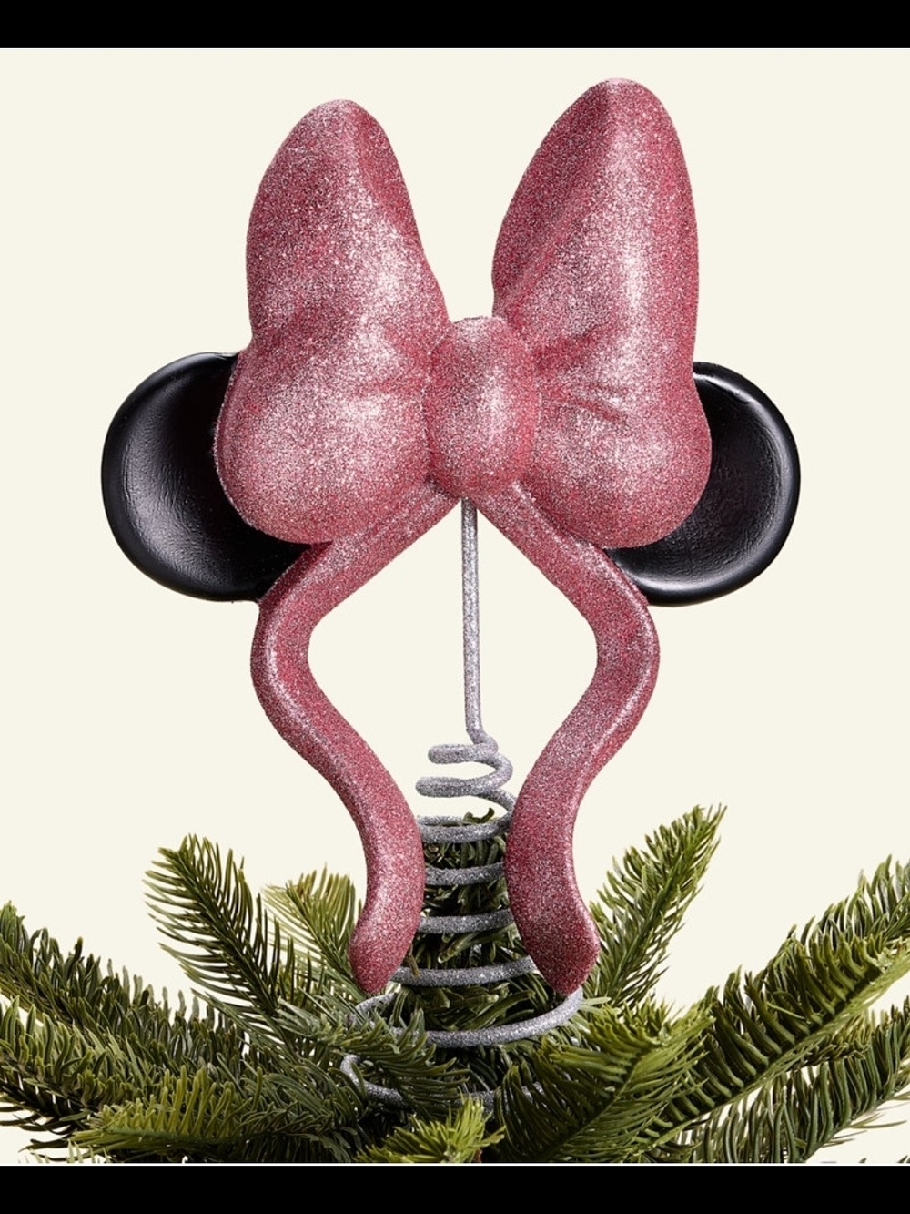 Disney Pink Glitter Minnie Mouse Bow Tree Topper